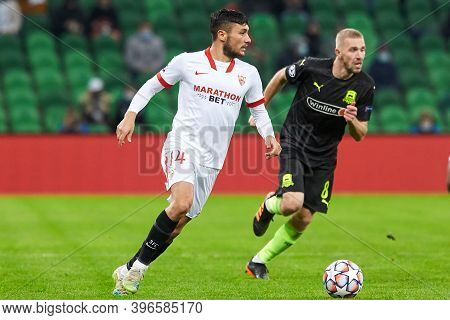 Krasnodar, Russia - November 24, 2020: Oscar Rodriguez Of Sevilla Fc In Action During The Uefa Champ