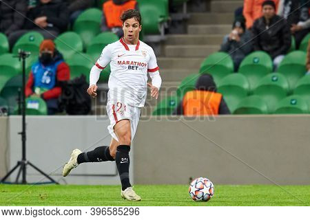 Krasnodar, Russia - November 24, 2020: Oliver Torres Of Sevilla Fc In Action During The Uefa Champio