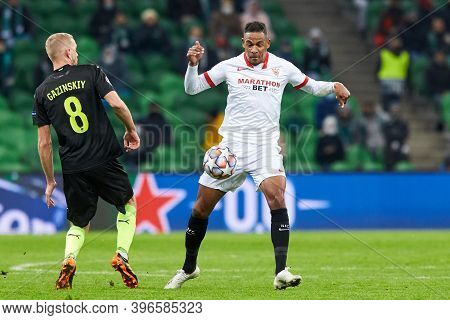 Krasnodar, Russia - November 24, 2020: Fernando Reges Of Sevilla Fc Battle For The Ball During The U