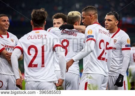 Krasnodar, Russia - November 24, 2020: Joan Jordan Of Sevilla Fc Celebrates After Scoring His Team's