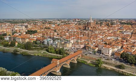 Aerial View Of Pavia. It Is An Old City South Of Milan In Lombardia Region