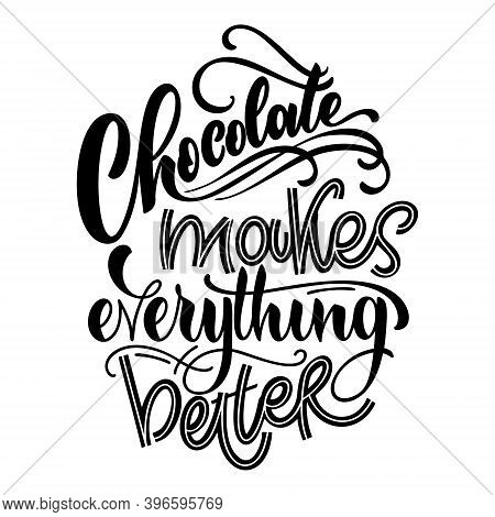 Chocolate Hand Lettering Quote. Warm Christmas Winter Word Composirion. Vector Design Elements For T