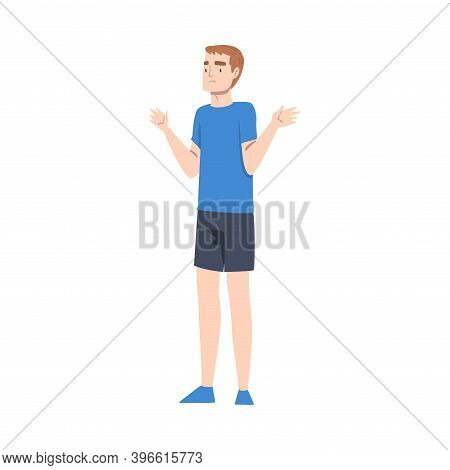 Young Man Showing Rejection And Refusal Gesture With His Hands Vector Illustration
