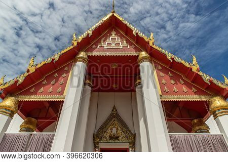Wihan Phra Mongkhon Bophit At Ayutthaya Province Of Thailand. Selective Focus.