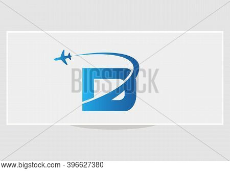 Modern Air Travel Logo Design With  D Letter. D Letter Concept Air Plane And Travel Logo.