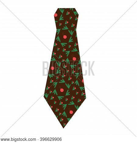 Elegant Brown Tie With New Years Print.
