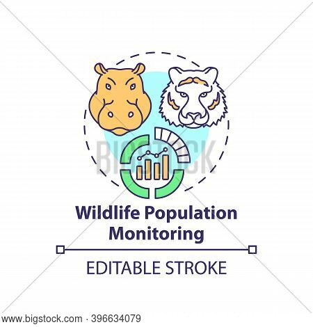 Wildlife Population Monitoring Concept Icon. Survey On Wild Animals. Ecosystem Research Data. Conser