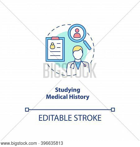 Studying Patient Medical History Concept Icon. Anamnesis Idea Thin Line Illustration. Cfs Diagnostic