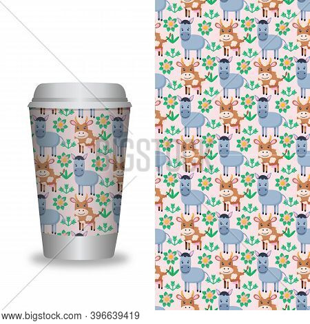 Coffee Cup With Patterns Template. Vector Illustration