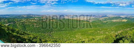 Panoramic View Of The Upper Galilee, And Southern Lebanon, From Adir Mountain, Northern Israel