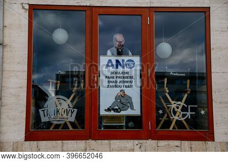 Protest Against Coronavirus Restrictions And Government, Satirical Poster Depicting The Prime Minist