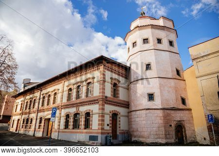 Nymburk Landmark, Historic Water Tower Turkish Tower (turecka Vez) In Autumn Sunny Day, Renaissance 