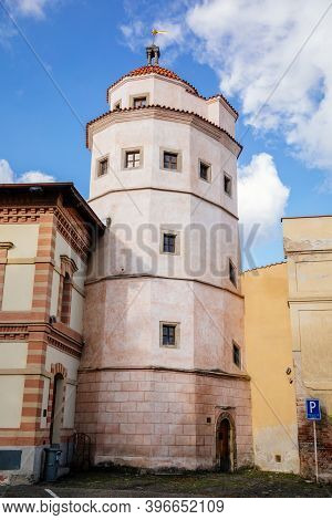 Nymburk Landmark, Historic Water Tower Turkish Tower (turecka Vez) In Autumn Sunny Day, Renaissance 
