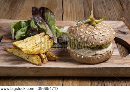 Vegan Burger Texmex Style With Vegan Cheese.