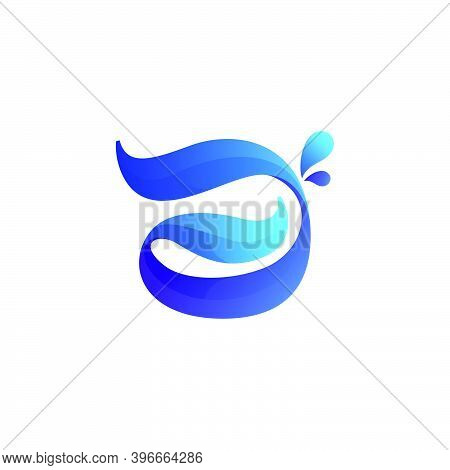 Clean Blue A Letter Logo With Water Splash And Drops. Vector Icon Perfect For Ecology Labels, Pool E