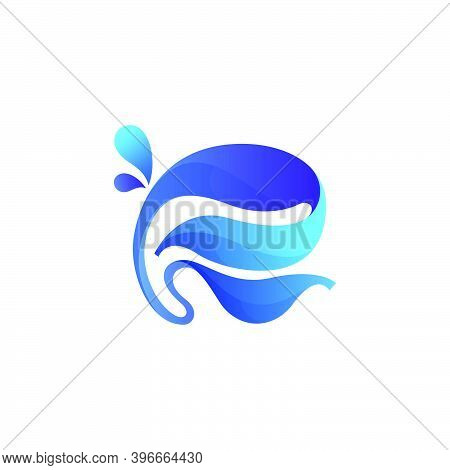Clean Blue R Letter Logo With Water Splash And Drops. Vector Icon Perfect For Ecology Labels, Pool E