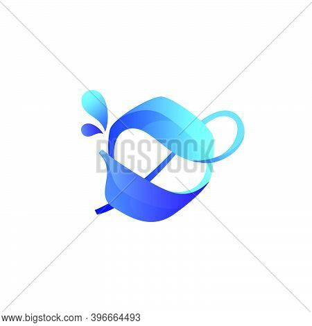 Clean Blue O Letter Logo With Water Splash And Drops. Vector Icon Perfect For Ecology Labels, Pool E
