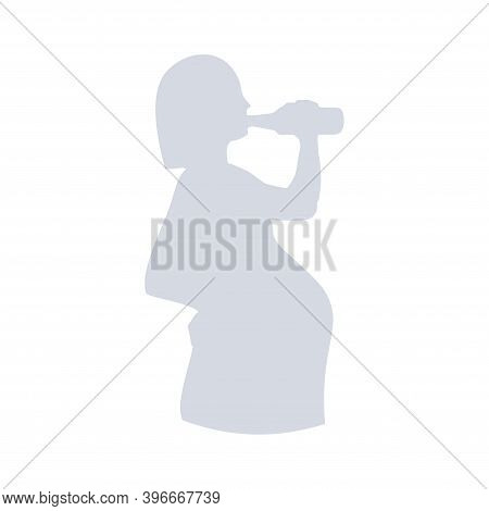 Drinking Pregnant Woman Silhouette. Social Vector Llustration.