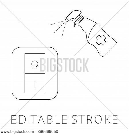 Light Switches Disinfection Icon. Surface Cleaning, Room Sanitation. Disinfection Of Interrupter. Li