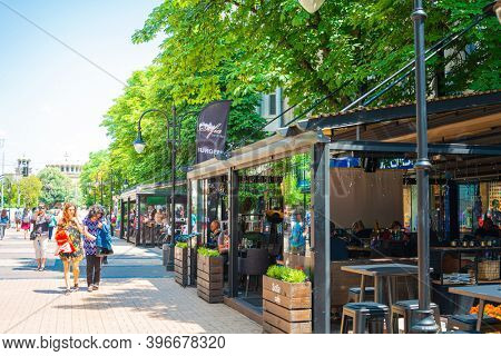 SOFIA, BULGARIA - 24 May 2018: Vitosha Boulevard in Sofia, Bulgaria 