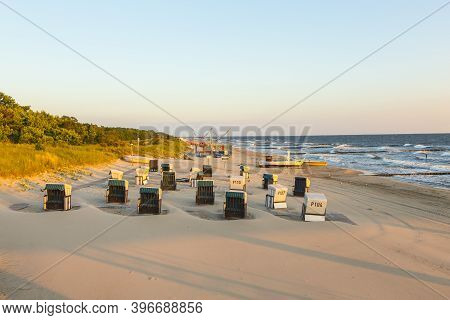 Beach Chairs In Morning Light At The Baltic Sea