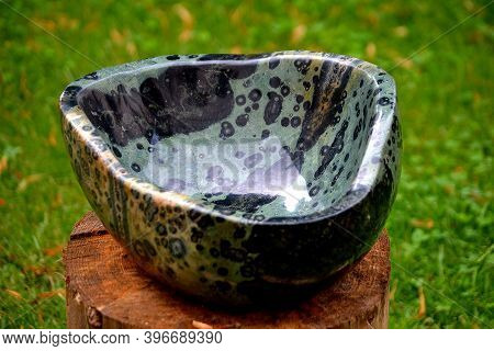 Picture A Beautifully Worked And Polished Mineral In The Shape Of A Bowl, Czech Republic