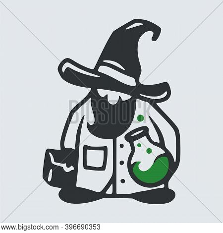 Scientist Wizard Man In Labcoat With A Test Tube