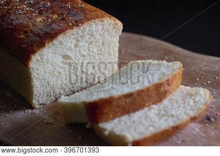 White Bread Home Baked For Breakfast With Nice Texture And Colour