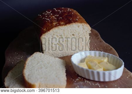 White Bread Home Baked For Breakfast With Nice Texture And Colour