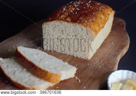 White Bread Home Baked For Breakfast With Nice Texture And Colour