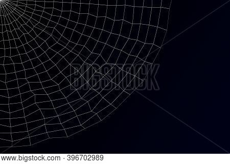 Abstract Background - Spider's Web On Black And Dark Blue Background. 3d Rendering.