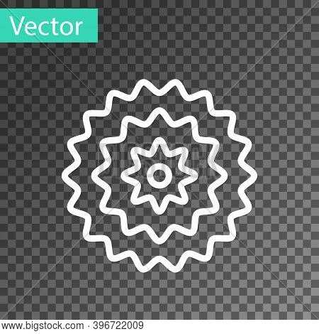 White Line Bicycle Cassette Mountain Bike Icon Isolated On Transparent Background. Rear Bicycle Spro