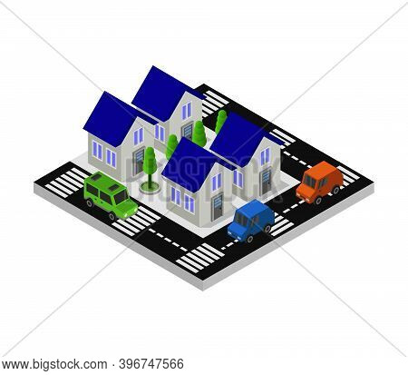 Isometric City In Vector On White Background