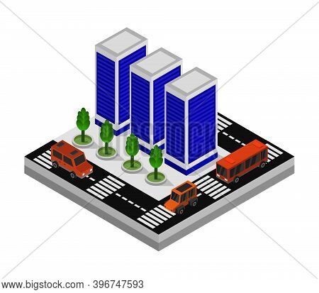 Isometric City In Vector On White Background