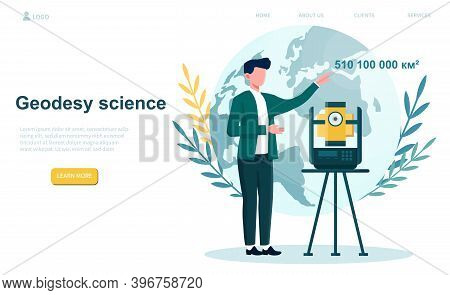 Geodesy Science Speaker. Tecnhology Land Surveying. Engineering And Topography Equipment. Flat Carto