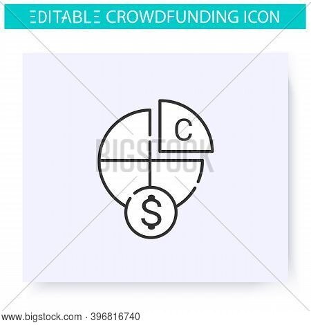 Equity Crowdfunding Line Icon. Financing Early Stage Company Of Startup. Funding And Investment Conc