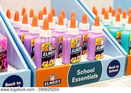 Sydney, Australia 2019-12-26 Elmers Glow In The Dark Glue Suitable For Slime Making On The Shelf At 