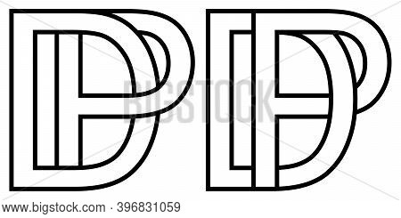 Logo Pd Dp Icon Sign Two Interlaced Letters P D, Vector Logo Pd Dp First Capital Letters Pattern Alp