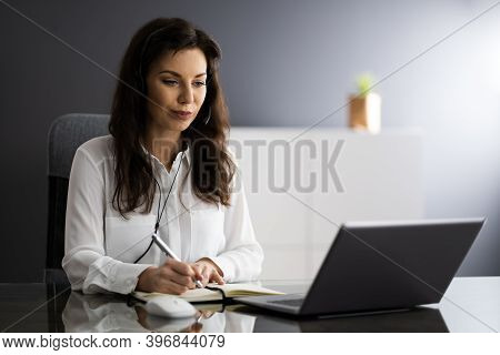 Virtual Personal Assistant Woman Making Video Conference Call