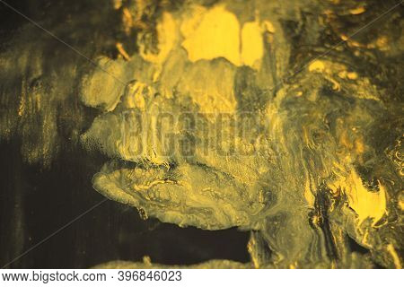 Black And Yellow Pigments Difusion Into Each Other Abstract Colorful Vivid Background