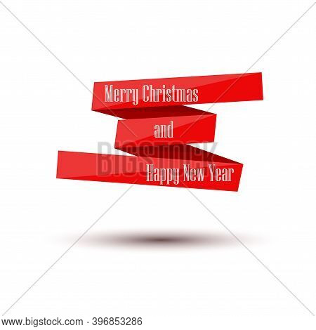 Merry Christmas And Happy New Year. Banner Tape. Vector Illustration