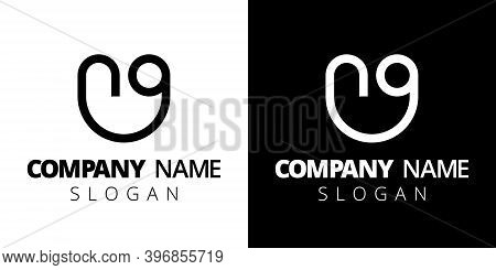 Creative Monogram Logo Template. Letter Ng Isolated On White And Black Background. Vector Concept Fo