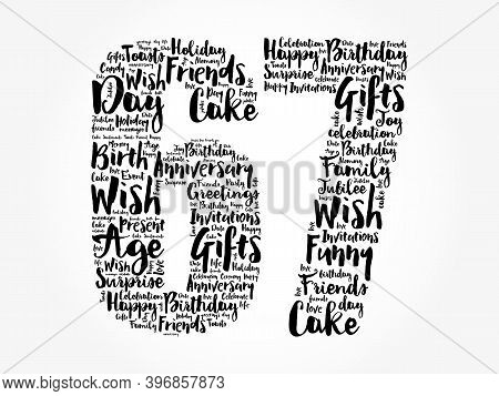 Happy 67th Birthday Word Cloud, Holiday Concept Background
