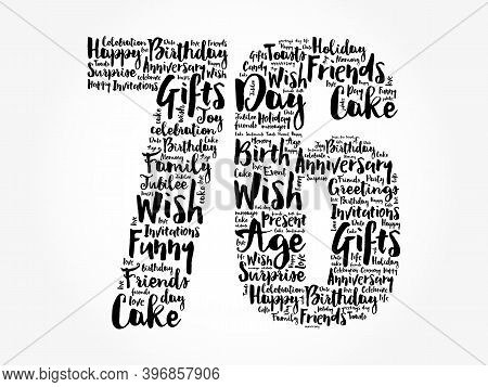 Happy 76th Birthday Word Cloud, Holiday Concept Background