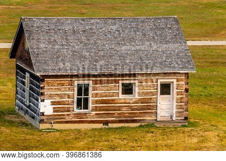 Rustic Farm Buildings And Equipment. Bar U Ranch National Historic Site, Alberta, Canada