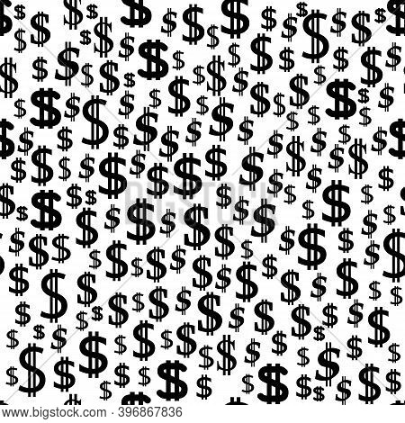 Dollar Icon Seamless Pattern Isolated On White Background.