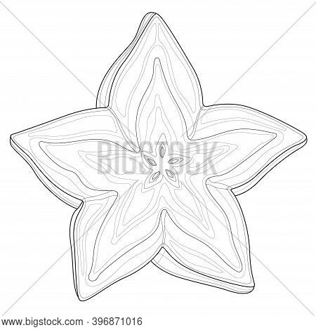 Carom Fruit.coloring Book Antistress For Children And Adults. Illustration Isolated On White Backgro