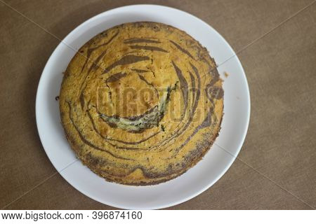 Cake With Expression, The Pattern On The Zebra Cake Resembles A Smiling Face