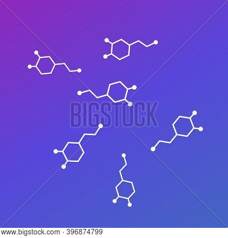 Dopamine Molecules, Neurotransmitters, Hormone Of Happiness Vector