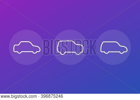 Sedan, Suv And Minivan Line Vector Icons, Eps 10 File, Easy To Edit